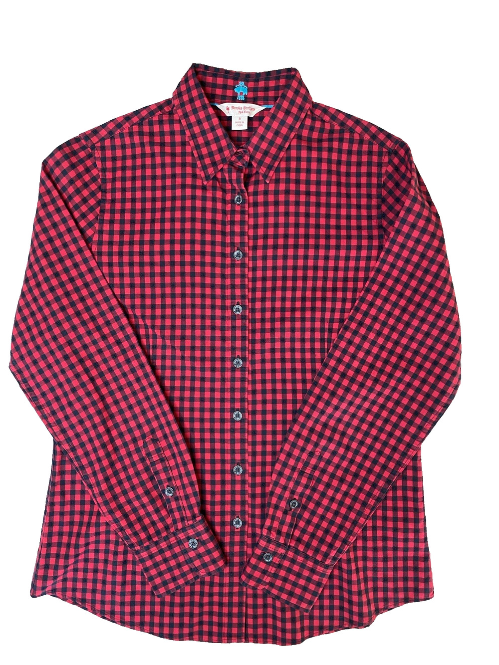Brooks Brothers Shirt Womens Size 8 Red Fleece Buffalo Plaid Button Down Blouse